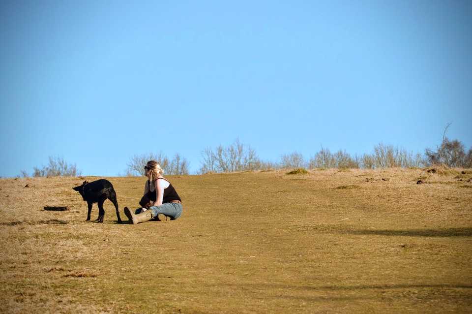 Tired woman and dog 1