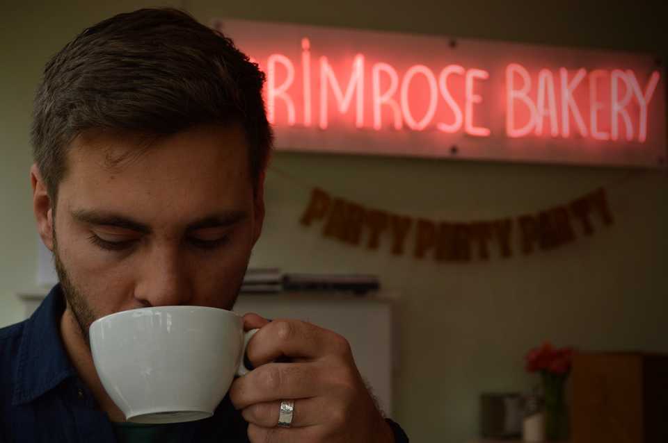 Aidan enjoying a mocha